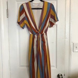 Colorful Deep V-Neck Dress